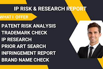 do patent risk analysis, trademark check and intellectual property research