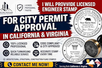 provide licensed engineer stamp for city permit approval in virginia, washington