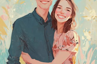 couple portrait wedding portrait illustration