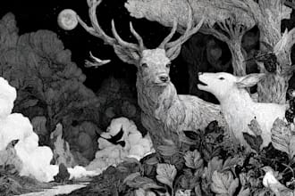 draw simple black and white illustration