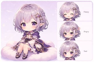 design custom chibi pngtuber illustration for twitch and discord streaming