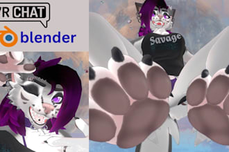 furry avatar 3d fursona vtuber model vrchat furry art with facial tracking vrm