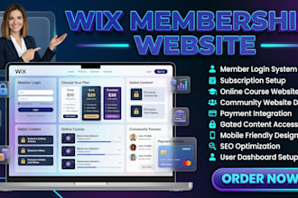 design a wix membership website with login, subscription and payment system