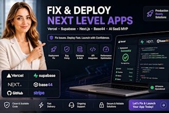 fix vercel deployment issues supabase web app, nextjs fix base44 app ai saas mvp