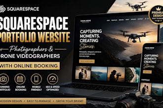 create squarespace portfolio website for photographer, videographer with booking