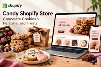 design candy shopify store chocolate cookies with personalized treats