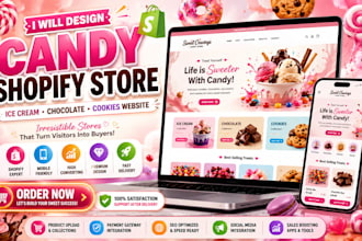 design candy shopify store ice cream chocolate cookies website