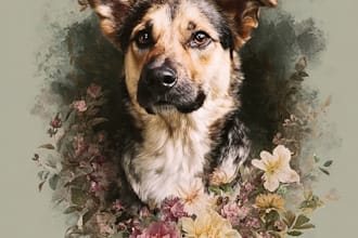 do pet memorial portrait angel wings heaven sky wall art