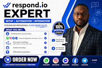 set up respond io crm, whatsapp automation chatbot crm and n8n automation ios