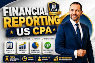 financial reporting, US CPA, balance sheet, profit and loss, quickbooks cleanup