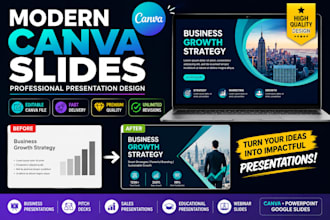 design modern canva presentation slides and pitch deck