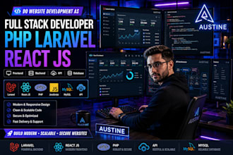 do website development as full stack PHP laravel and react js developer