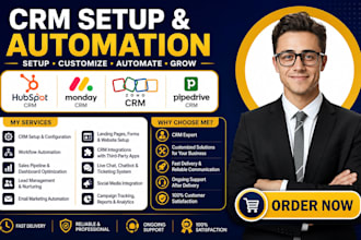 setup hubspot CRM automation and lead nurturing workflows, crm pipeline setup