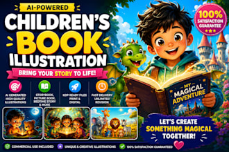 create KDP ready childrens coloring books and custom storybook illustrations