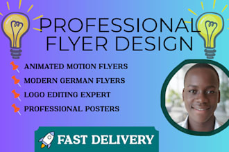 create animated motion flyers, german flyers, posters and logo edits