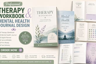 design therapy workbook therapy guide, mental health journal, digital planner