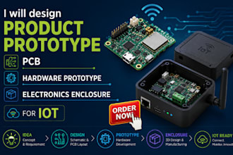 design product prototype pcb, hardware prototype electronics enclosure for iot