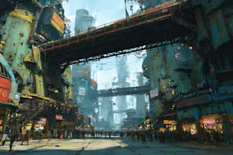 design science fiction city, cyberpunk concept art