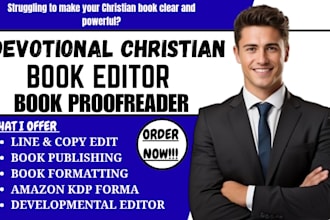 edit christian devotional book, proofread, sermon bible study, faith based edit