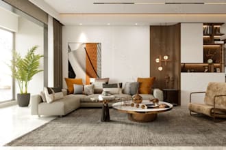 create luxury interior design concept with 3d rendering for residential homes