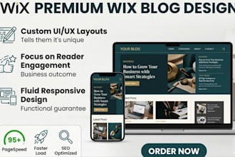 redesign wix blog layout into clean minimalist editorial wix UI, wix blog
