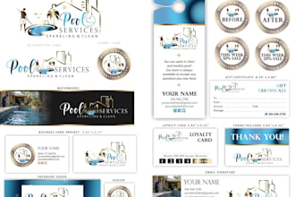 make hand drawn pool cleaning and pool service logo
