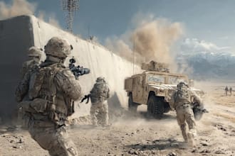 create realistic military, war, or sci fi illustrations