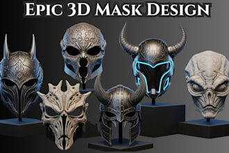 sculpt custom 3d mask, 3d helmet, 3d cosplay mask, weapon props for printing