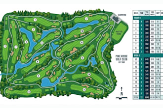 draw bespoke vector mini golf course maps in illustrator for print