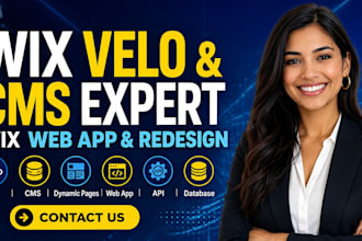 build a wix velo web app with cms, dynamic pages, apis, and database integration