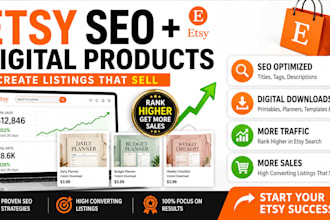 create etsy digital products and optimise etsy shop seo listings that convert