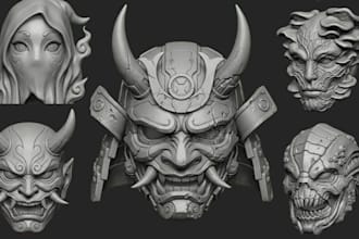 design 3d mask 3d helmet halloween oni mask 3d cosplay mask for 3d printing
