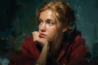 draw realistic digital portrait art in oil painting style