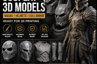 sculpt cosplay 3d mask, 3d helmet, full armor 3d model for 3d printing