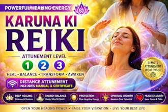provide real karuna ki reiki level 1, 2, 3 attunement worldwide