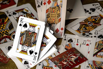 draw playing cards, poker cards or cards games and boards