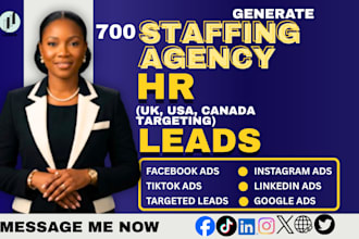700 premium staffing agency leads, recruitment leads staffing leads linkedin ads