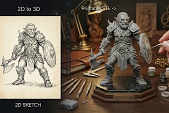 convert 2d photo to 3d printable stl model for 3d printing and character design