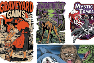 create retro comic book art, vintage comic illustration and retro poster artwork