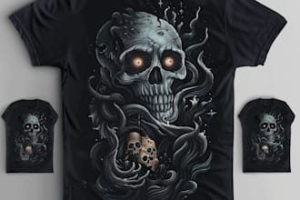 do drawing for tshirt detaild, horror, creepy illustration