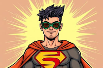 design professional custom superhero character illustration