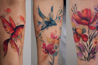 custom a watercolor tattoo design