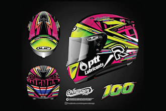 design high quality f1 helmet mascot logo with unlimited revision
