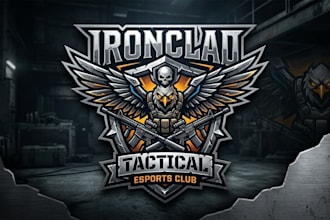 design a bold tactical shooter esports logo for your gaming brand