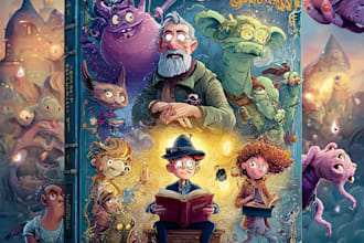 create a professional cartoon book cover design