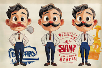 create retro cartoon vintage mascot cartoon illustrations