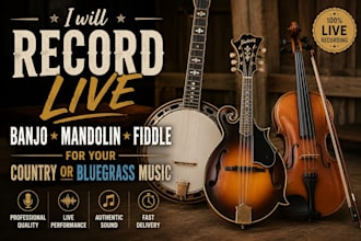 record live banjo mandolin fiddle for your country or bluegrass music