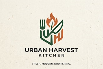 design a modern and creative kitchen logo for your brand