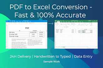 convert PDF to excel word and CSV with 100 percent accuracy in 24 hours