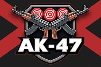 design outstanding ak 47 gunner mascot logo n very short time